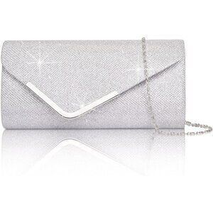 🆕Women Silver Trendy Clutch Purses Evening Fashion Envelope Cross-Body Handbags